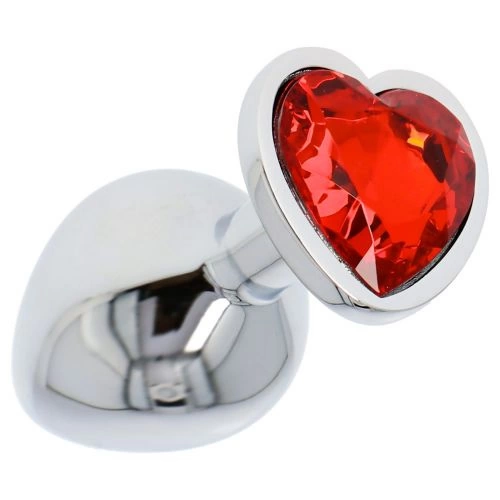 Метален анален разширител-бижу с кристал в основата червено сърце T4L 