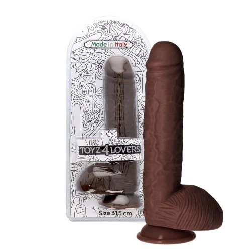 Голямо реалистично дилдо с тестиси Italian Cock Bruto 12" кафяво [6]