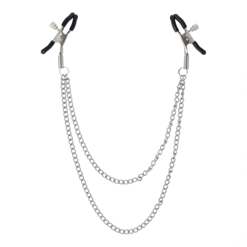 Щипки за зърна с двойна верига Virgite Nipple Clamps Jewels 18