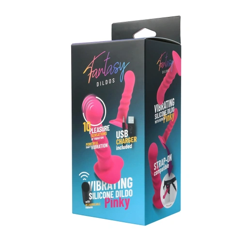 Релефно вибриращо дилдо с дистанционно Virgite Pinky [4]