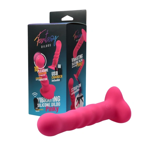 Релефно вибриращо дилдо с дистанционно Virgite Pinky [3]