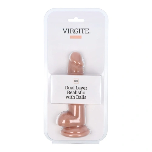 Малко силиконово дилдо с тестиси Virgite R32 [4]