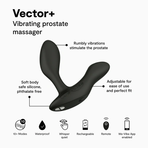 Луксозен простатен стимулатор с дистанционно и App We-Vibe Vector+ черен [18]