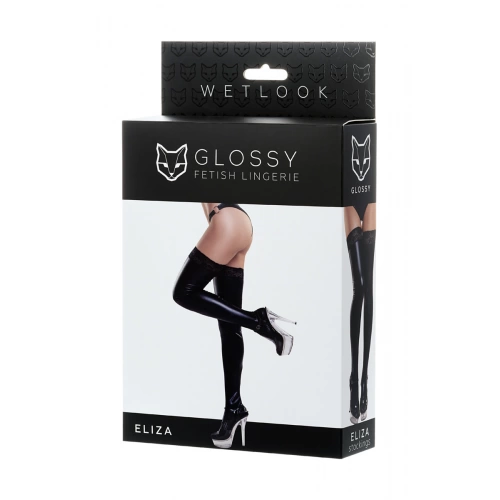 Сексапилни чорапи за жартиери Wetlook Eliza черни [3]