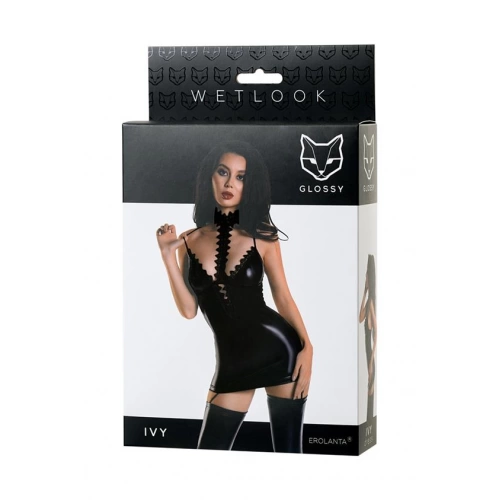 Секси рокля с чокър Wetlook Ivy черна [4]