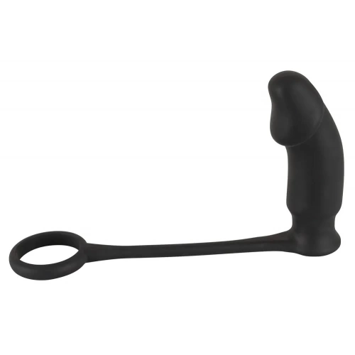 Вибриращ пенис пръстен с анален стимулатор от силикон Black Velvets [2]