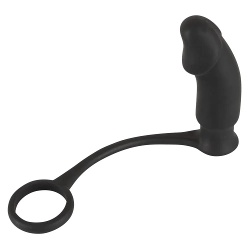 Вибриращ пенис пръстен с анален стимулатор от силикон Black Velvets [1]