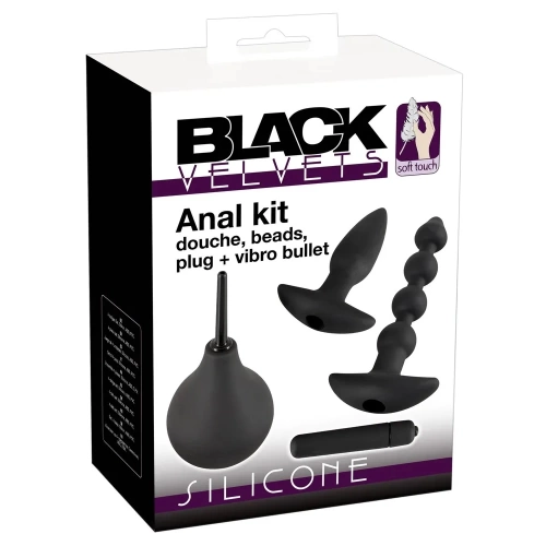 Вибриращи анални играчки и душ Black Velvets Anal Kit [8]