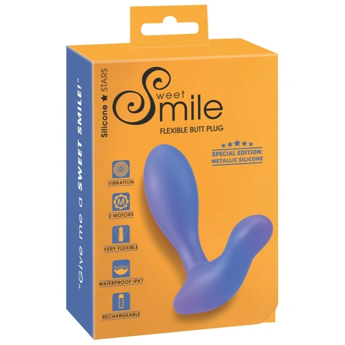 Вибриращ анален плъг Sweet Smile Flexible лилав металик [7]