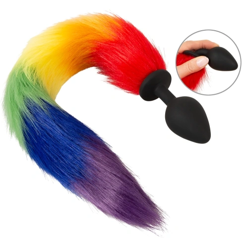 Анален разширител с дълга многоцветна опашка Fluffy Tail Rainbow
