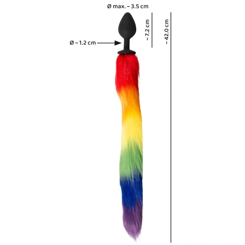 Анален разширител с дълга многоцветна опашка Fluffy Tail Rainbow [5]