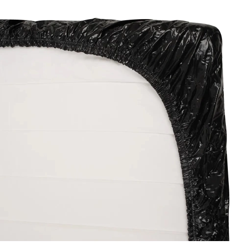 Секс спално бельо с ластик от винил Lack 160 x 200 см. черно [1]
